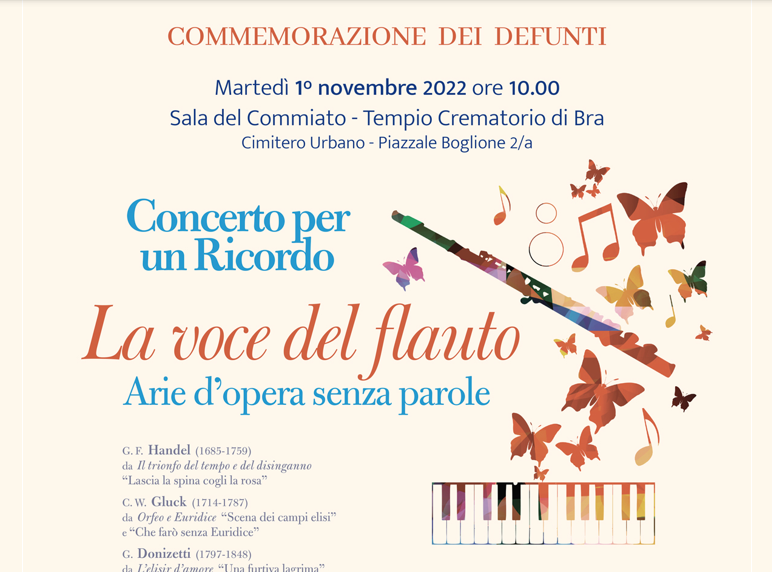 1° novembre 2022 al Tempio di Bra un concerto di musica classica per il ricordo